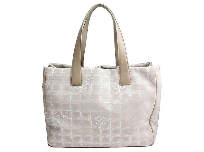 Chanel Tote e bolsa de ombro em jacquard bege Marrom