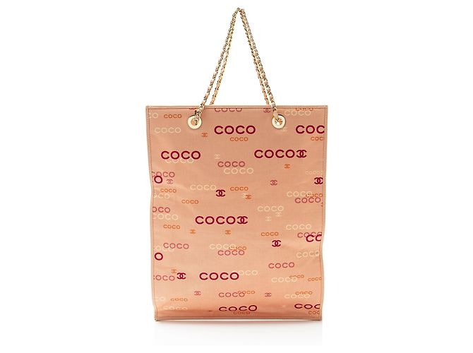 Gabrielle Chanel Vintage Canvas Coco Logo Tote Pink