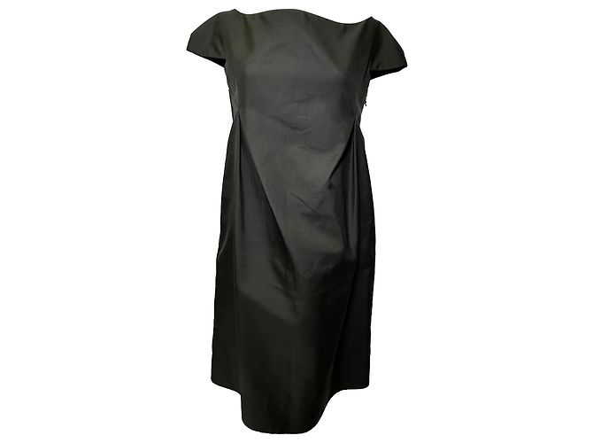 Abito midi Jil Sander in seta nera Nero