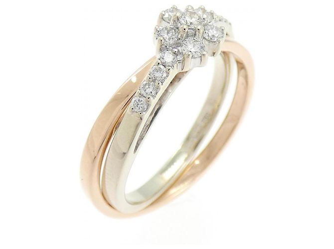 Autre Marque Anello in oro bianco e oro rosa 750 con diamanti D'oro
