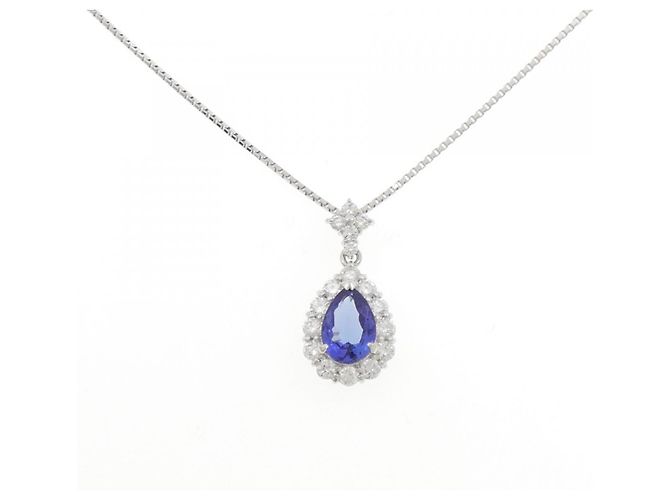 Autre Marque Tanzanit-Diamant-Halskette Pt900 Pt850 Lila