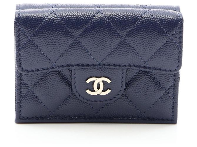 Portafoglio Pieghevole Chanel Classic Small Flap Blu navy