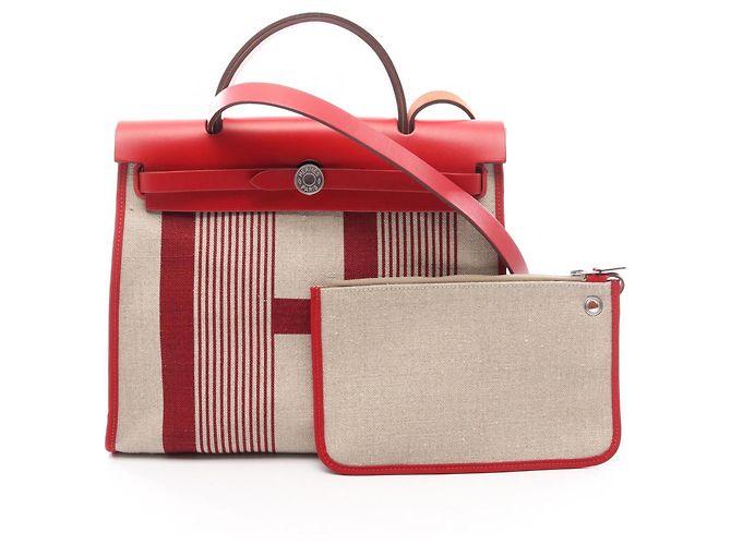 Hermès Hermes Herbag Zip PM H Vibration Handtasche Beige Bordeaux