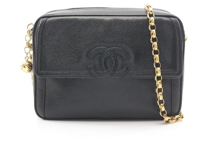 Bolso de hombro Chanel Coco Mark en piel negra Negro