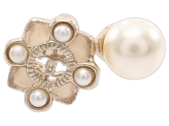 Chanel Coco Mark Ring Weiß Golden 