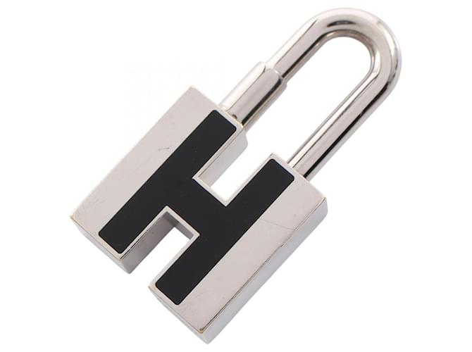 Hermès Charm Cadena Motif H Hermes Preto Prata 