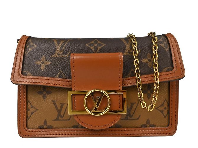 Louis Vuitton Dauphine Chain Reverse Monogram Canvas Small Castaño
