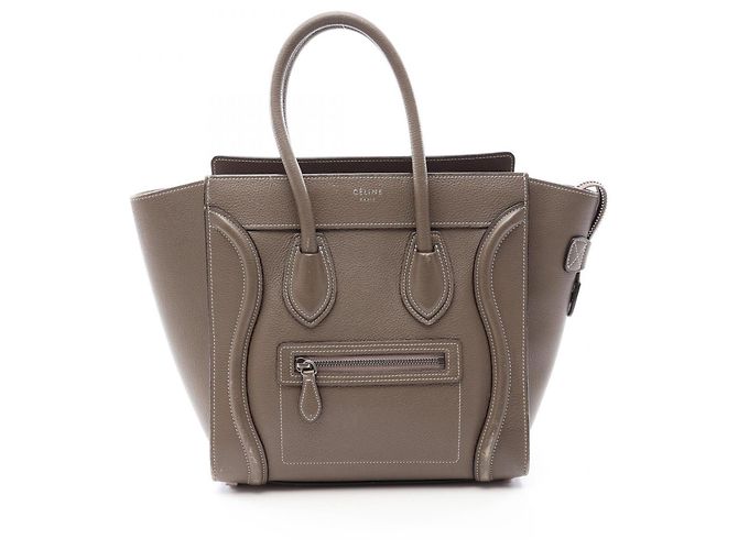 Céline Bolsa Tote Celine Luggage Micro Shopper Marrom
