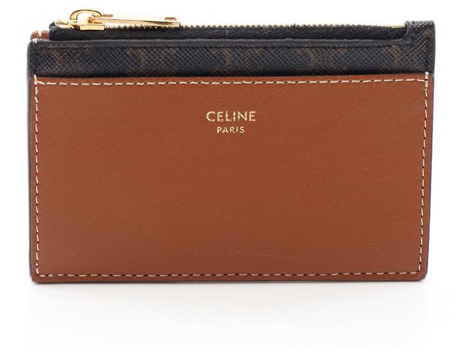 Céline Celine Triomphe Business Card Holder Brown Black