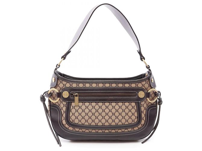 Céline Bolsa de ombro/Bolsa de mão Celine Macadam Marrom Bege