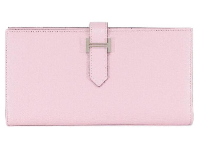 Carteira longa Hermès Bearn Soufflé Rosa