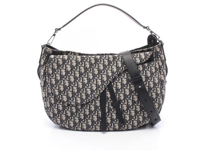 Borsa Saddle Christian Dior Beige Blu navy