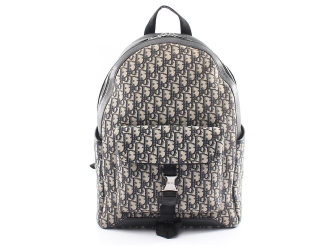 Christian Dior Dior Explorer Oblique Backpack Beige Navy blue