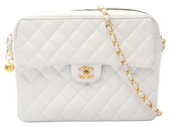 Bolsa de Ombro Chanel Matelassé Coco Ball Branco