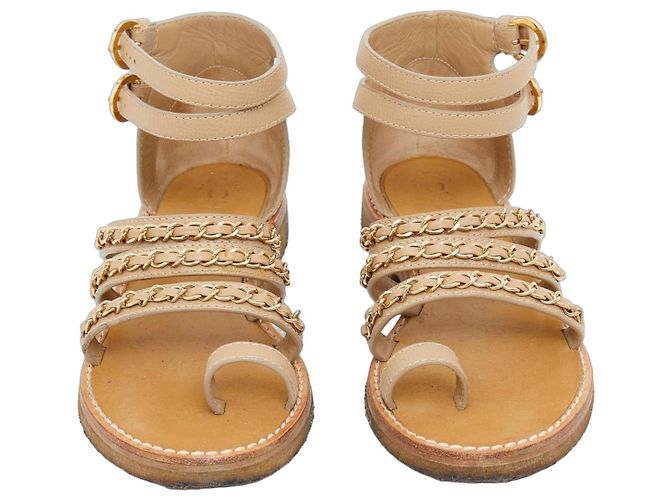 Chanel Sandali Pelle Beige Catena