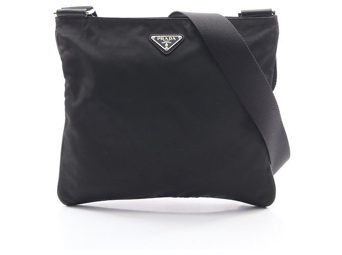 Saffiano Borsa a tracolla con logo Triangle Prada Nero 