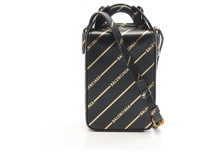 Balenciaga Box 2-Way Schultertasche Schwarz Golden
