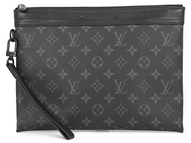 Louis Vuitton Monogram Eclipse Pochette To Go Clutch Bag Black
