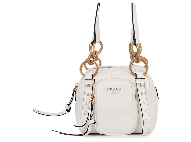 Bolsa de mão mini de couro Prada Dunkle Branco