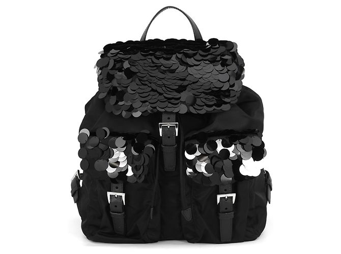 Prada Nylon Sequin Backpack Black