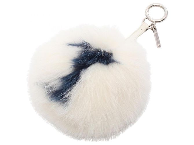 Fendi Pom Charm Handbag Accessory White Navy blue