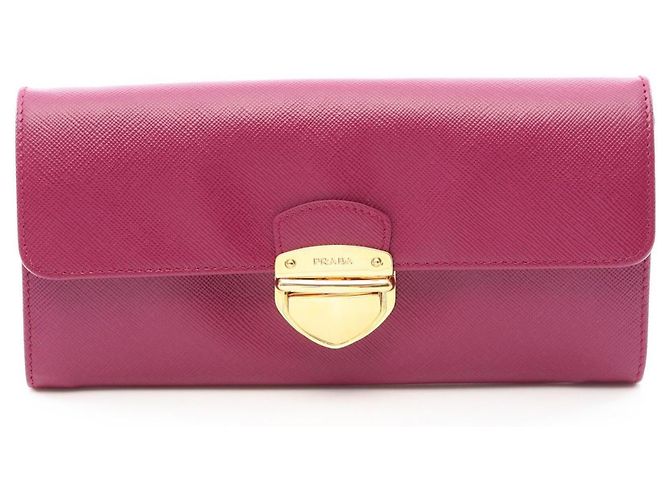 Prada Saffiano TUC Bi-fold Long Wallet Purple