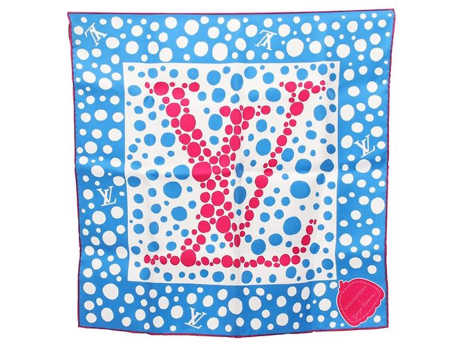 Lenço Louis Vuitton LV x YK Carre 45 Infinity Dot Azul Multicor