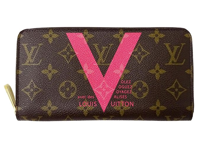 Louis Vuitton Monogram V Damengeldbörse Braun Pink Rot Monogramm