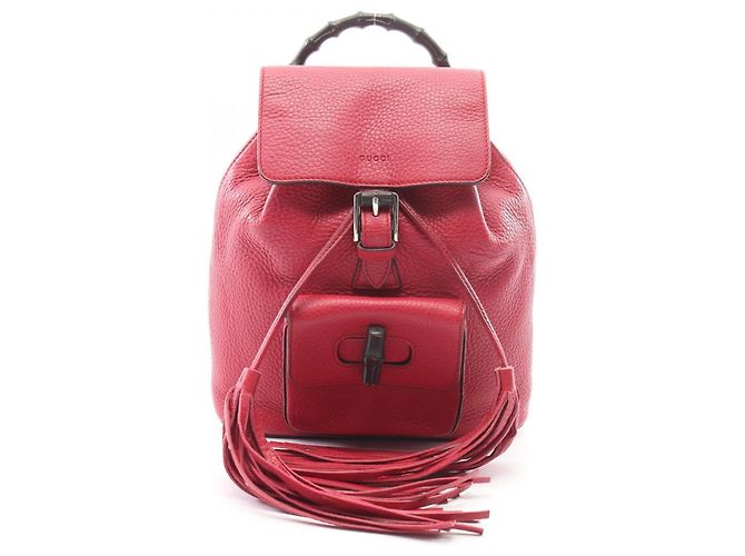 Bamboo Gucci Rucksack aus Leder mit Bambus-Details Rot