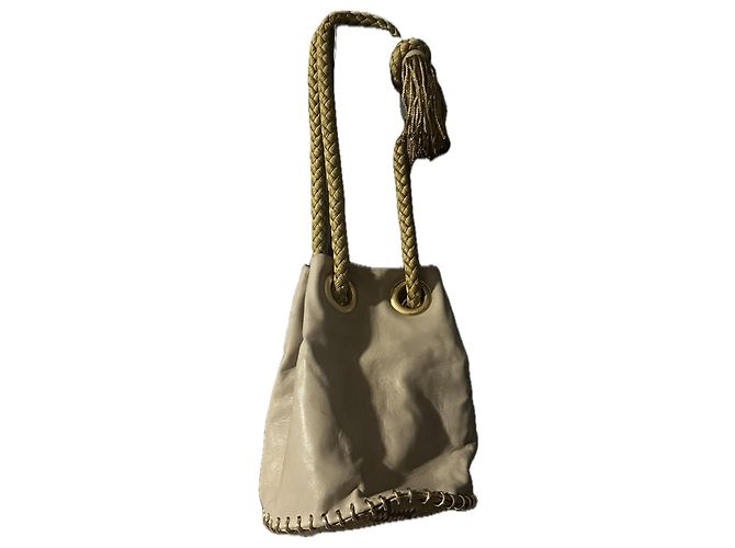 Delphine Delafon Beuteltasche aus Leder und Python Braun Beige