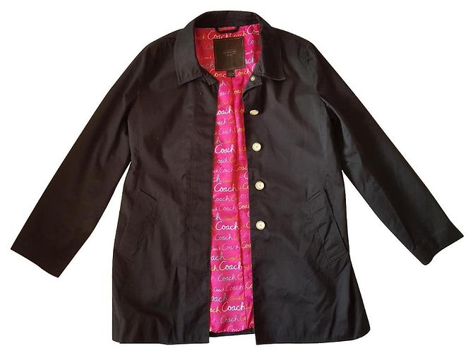 Coach Navy Cotton Jacket with Pink Signature Lining Navy blue