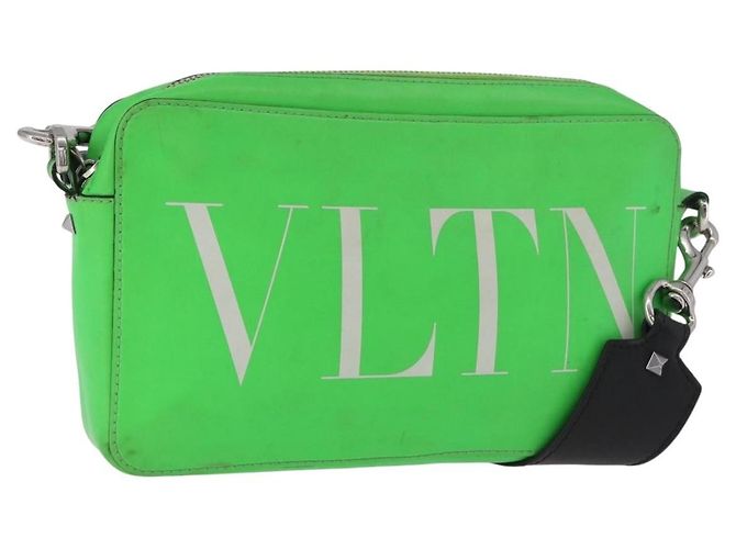 Borsa a tracolla VALENTINO in pelle verde argento Auth bs35697
