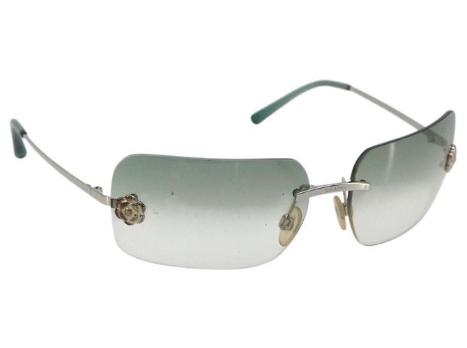 Gafas de sol CHANEL Camelia metal Verde CC Auth 188892