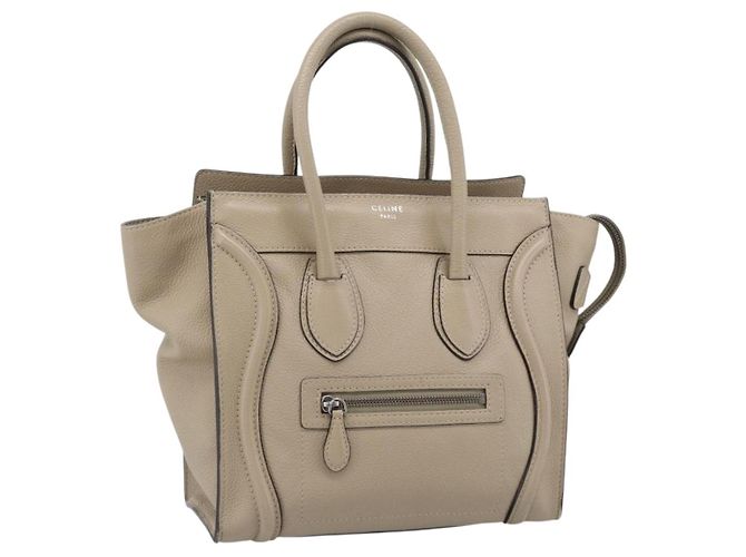 Céline Borsa CELINE Luggage Micro Shopper in pelle Beige Auth 187981V