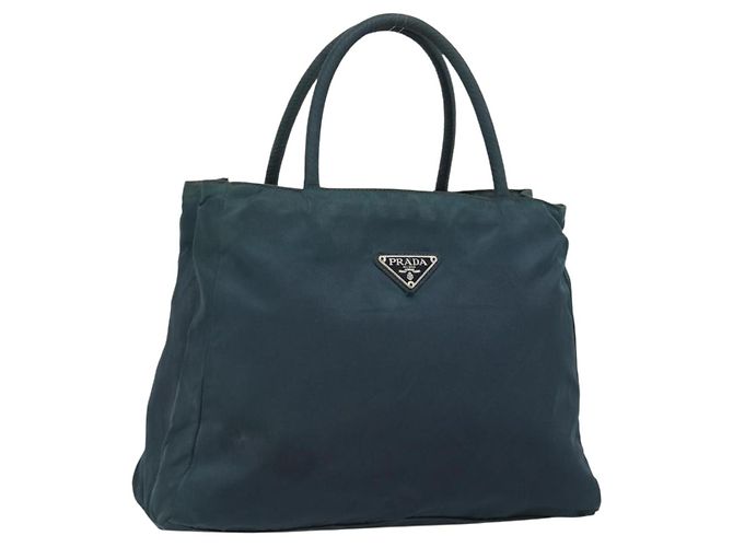 Borsa PRADA Nylon Verde Argento Auth 188780