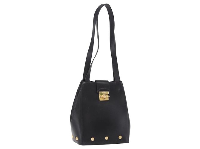 Borsa a tracolla Salvatore Ferragamo in pelle nera e oro Auth ka4956 Nero D'oro