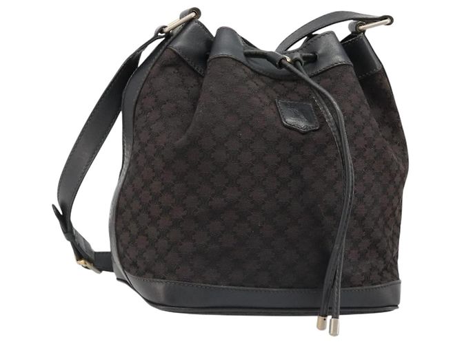 Céline CELINE Macadam Canvas Shoulder Bag Black Auth 187144