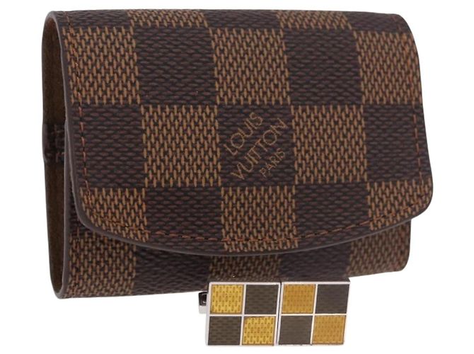 LOUIS VUITTON Damier Ebene Cuffs&Cuff Case Cuffs Silver M64675 LV Auth BA13620V Argento