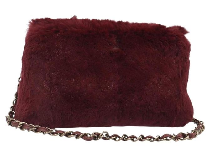 CHANEL Bolsa de Alça de Corrente de Pele Vermelha CC Auth BA13649V Vermelho