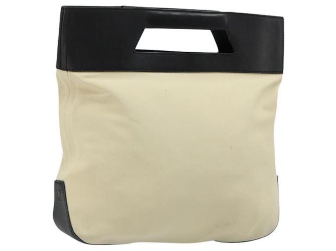 Bolsa de mão LOEWE em lona e couro bege dourado Auth hk3797