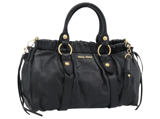Sac à main Miu Miu en cuir 2way Noir Or Auth 189206SAM Doré