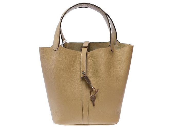 Hermès Bolsa HERMES Picotin em Couro Bege - 103682