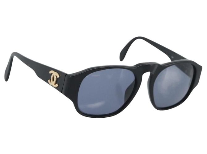Gafas de sol CHANEL de plástico Negro Gold CC Auth BA13653 Dorado
