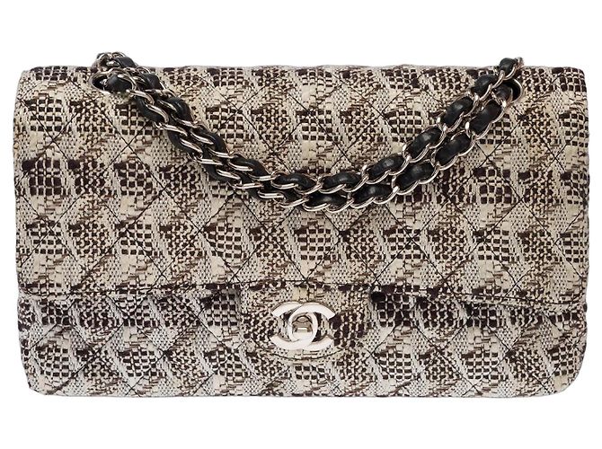 Bolsa CHANEL Timeless/Classique em Tweed Branco - 103675