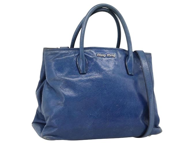 Borsa Miu Miu in pelle 2way Blu Argento Auth 187410A