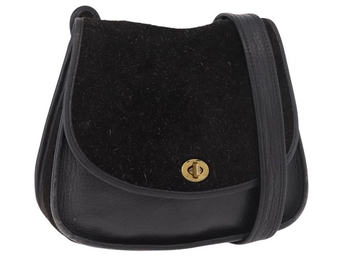 Borsa a tracolla Coach in scamosciato nero e oro Auth 185289 D'oro