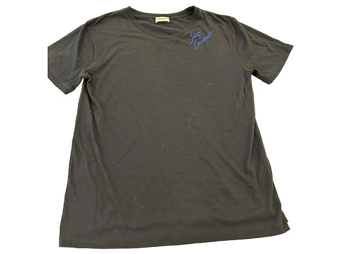 T-shirt Saint Laurent Logo Ricamato - Nero