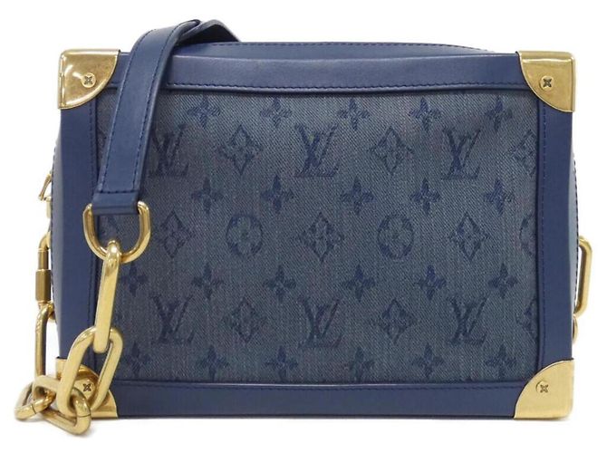 Borsa a tracolla Louis Vuitton Monogram Denim Soft Trunk Blu navy