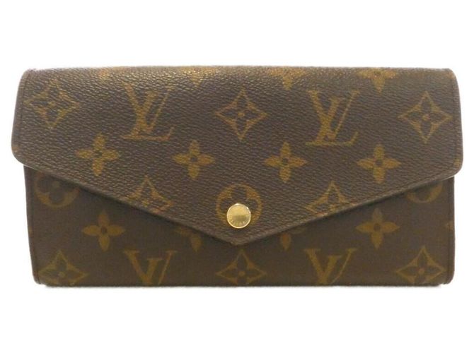 Louis Vuitton Monogram Portefeuille Sarah Wallet Brown Red