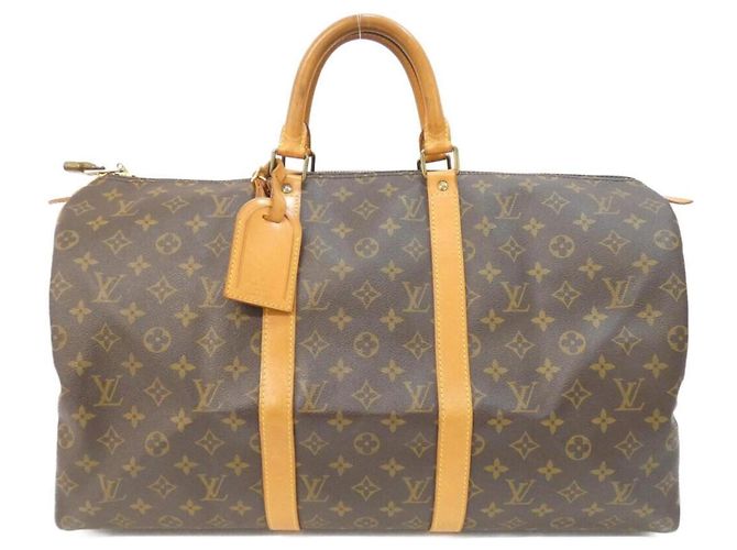 Bolsa Boston Louis Vuitton Monogram Keepall 50cm Marrom